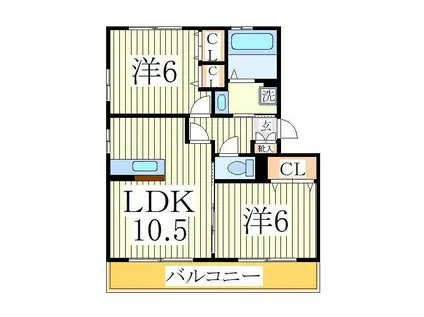 プリモ西白井D(2LDK/3階)の間取り写真