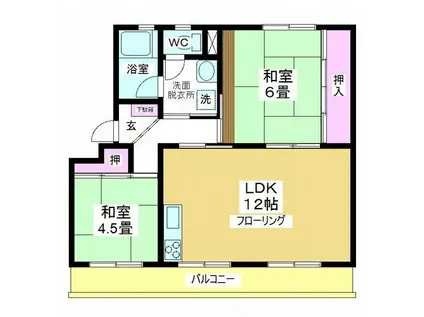 新宿団地5号棟(2LDK/3階)の間取り写真