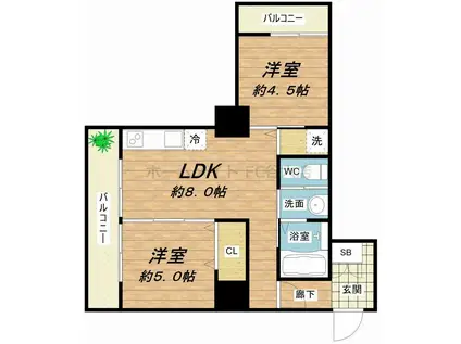 西青山ハイツ(2LDK/6階)の間取り写真