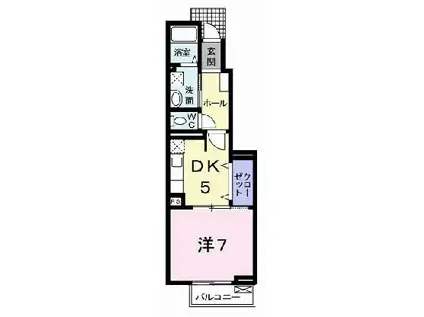 カルマーレA棟(1DK/1階)の間取り写真