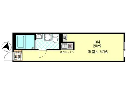 コムストック登戸(ワンルーム/1階)の間取り写真