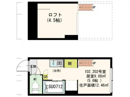 AVAND神楽坂(ワンルーム/1階)の間取り写真