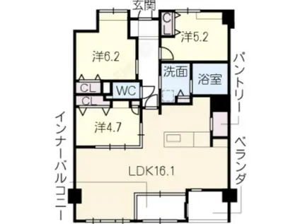 サンメールIMAIKE(3LDK/4階)の間取り写真