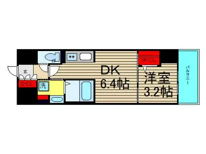 アーバネックス京町堀(1DK/3階)の間取り写真