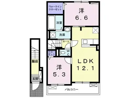 パストラル香音 IV(2LDK/2階)の間取り写真