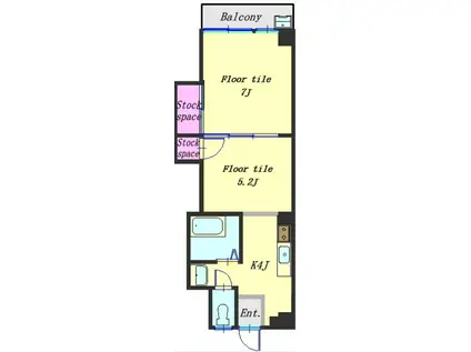 反町マンション(2K/7階)の間取り写真