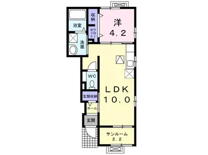 ルミアス前潟II(1LDK/1階)の間取り写真