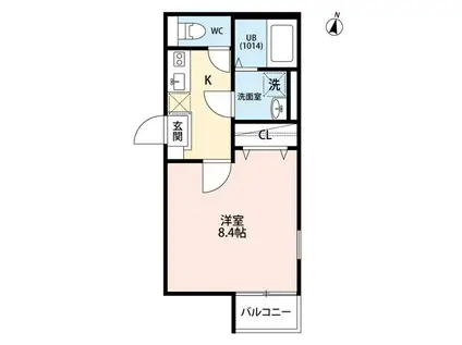 アムールBIZEN(1K/1階)の間取り写真