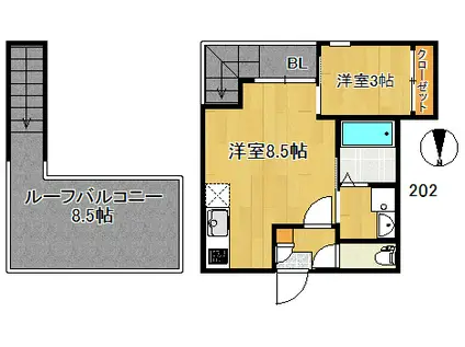 グランティック笹原(1LDK/2階)の間取り写真