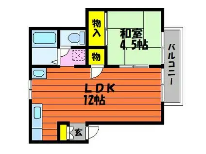 プレジデントトリゴエC棟(1LDK/2階)の間取り写真