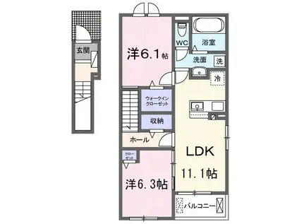 アイビーシャルムコート(2LDK/2階)の間取り写真