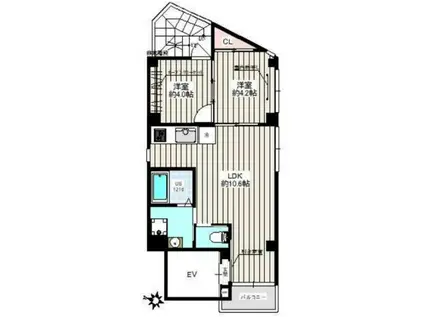 エクラ東大前(2LDK/4階)の間取り写真
