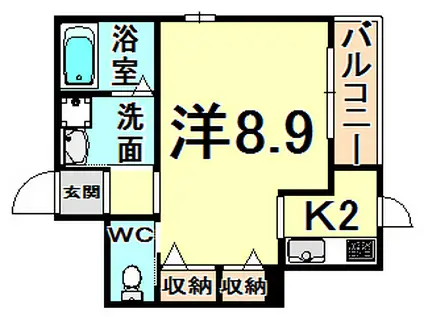 セレーノ塚口(1K/2階)の間取り写真