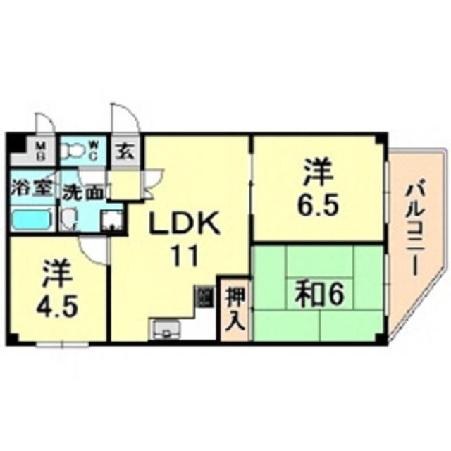 エレガンス松本2号館(3LDK/4階)の間取り写真