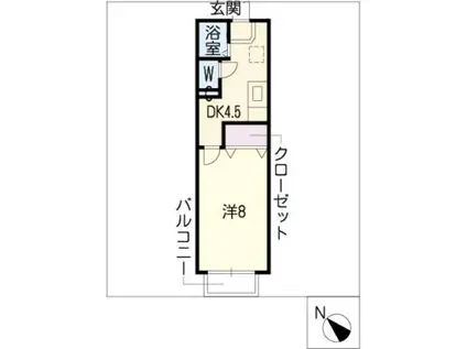 フラットもみじ(1DK/1階)の間取り写真