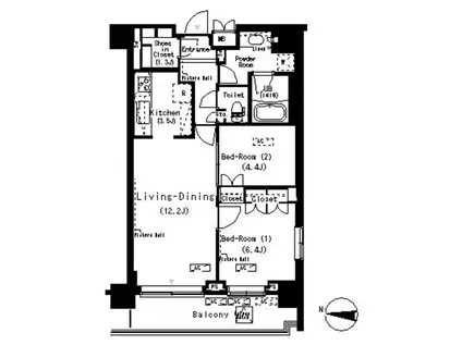 パークアクシス辰巳ステージ(2LDK/3階)の間取り写真