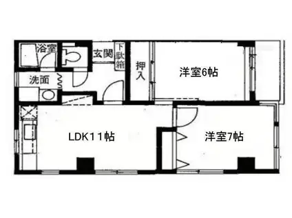 マンションK2(2LDK/3階)の間取り写真