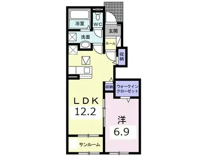 KASAYASUN(1LDK/1階)の間取り写真