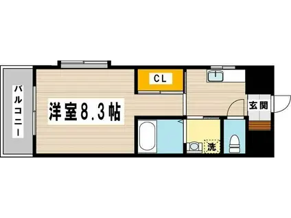 プリーモ天神(1K/4階)の間取り写真