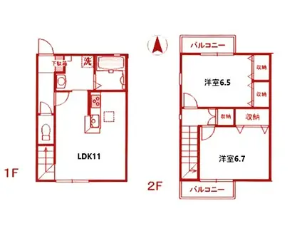 イーグル夏山(2LDK/1階)の間取り写真