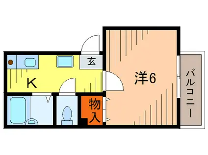 エスポワール宝塚(1K/2階)の間取り写真