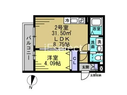 H1蘇我(1LDK/2階)の間取り写真