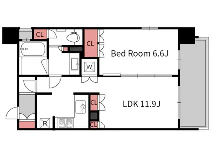 リーガル南堀江(1LDK/14階)の間取り写真