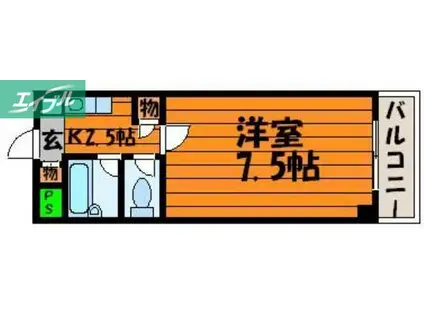 ロイヤルアクラート(1K/3階)の間取り写真