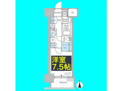 ヒヴィ・カーサ名駅西(1K/6階)の間取り写真