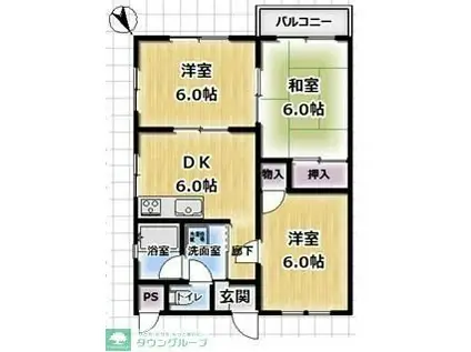 大住ビル(3DK/3階)の間取り写真