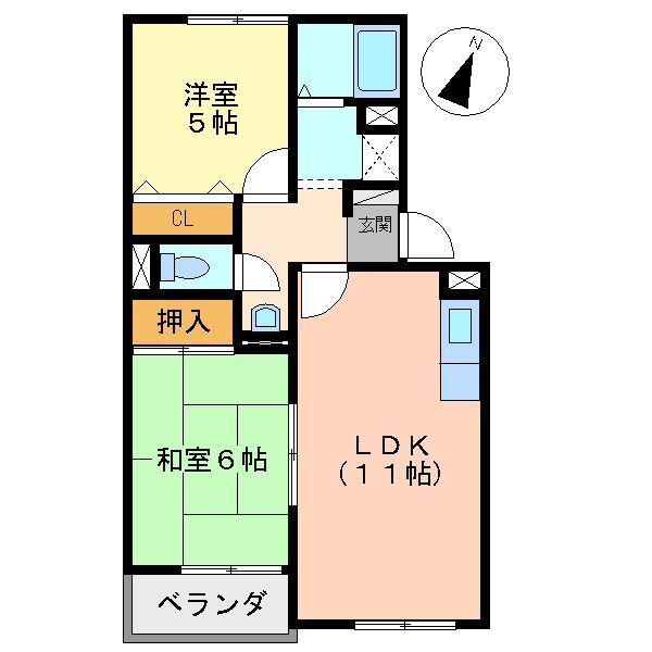 ビューラー藤木(2LDK/3階)の間取り写真