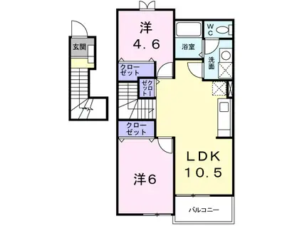 ネオメイト21 B(2LDK/2階)の間取り写真