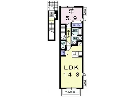 U-151 T1(1LDK/2階)の間取り写真