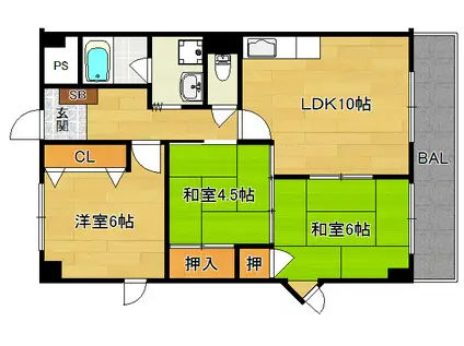 ブライトンヒル佐伯(3LDK/3階)の間取り写真