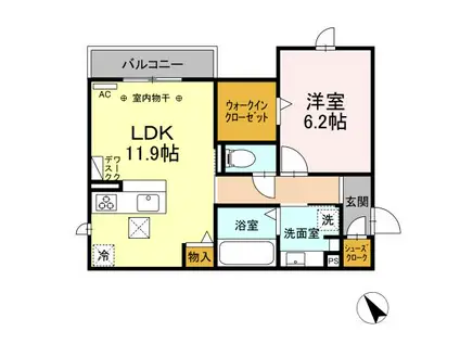 FIELD IS(1LDK/2階)の間取り写真