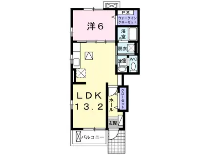 ピース山城(1LDK/1階)の間取り写真