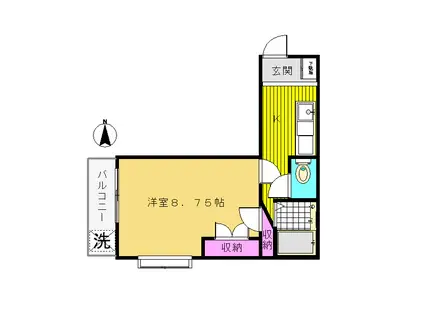 長和島サンロイヤル(1K/6階)の間取り写真