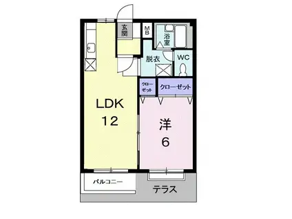 エルディム川西(1LDK/1階)の間取り写真