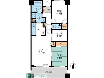 CASSIA横濱ガーデン山(2SLDK/5階)の間取り写真