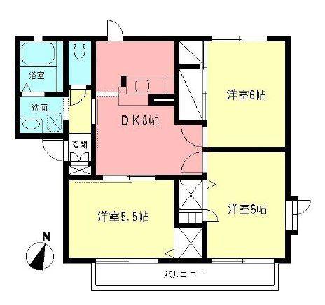 イーエムプットB(3DK/2階)の間取り写真