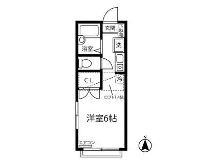 ヴィラ勝田橋(ワンルーム/2階)の間取り写真