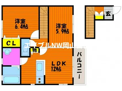 シュテルンA(2LDK/2階)の間取り写真