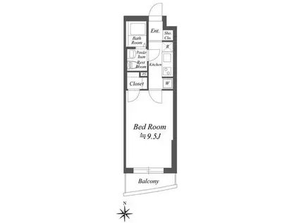 CIELO WISTERIA(1K/1階)の間取り写真