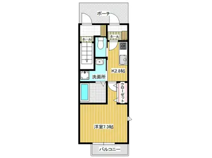 CASA E棟(1K/1階)の間取り写真