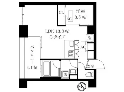 オレア日本橋浜町(1LDK/7階)の間取り写真