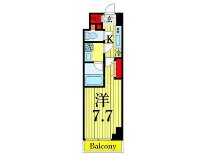 フュージョナル千住緑町(1K/4階)の間取り写真