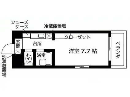 バウスクロス市川(1K/10階)の間取り写真