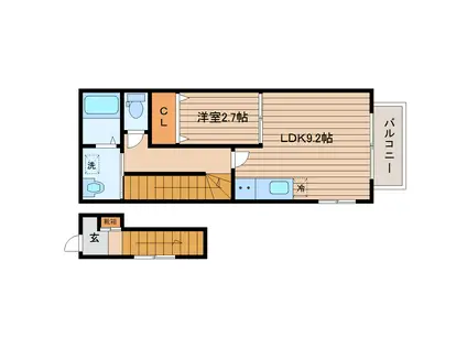 ベアドゥメゾンB(1LDK/2階)の間取り写真