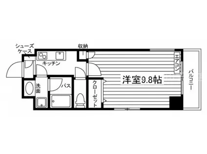 THE MODERN 奉還町(1K/3階)の間取り写真