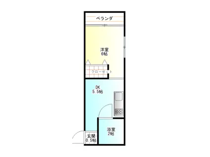 クリスタルハウス(ワンルーム/2階)の間取り写真